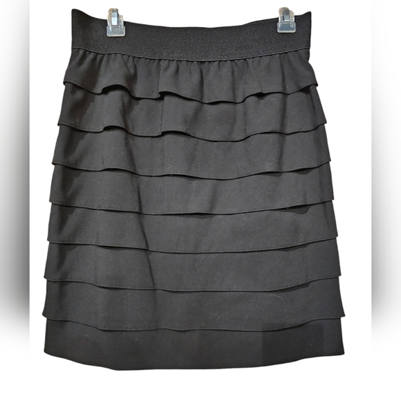 Women's Black Size 10 Petite Layered Ruffled Skirt By Alfani‎ - Picture 1 of 4